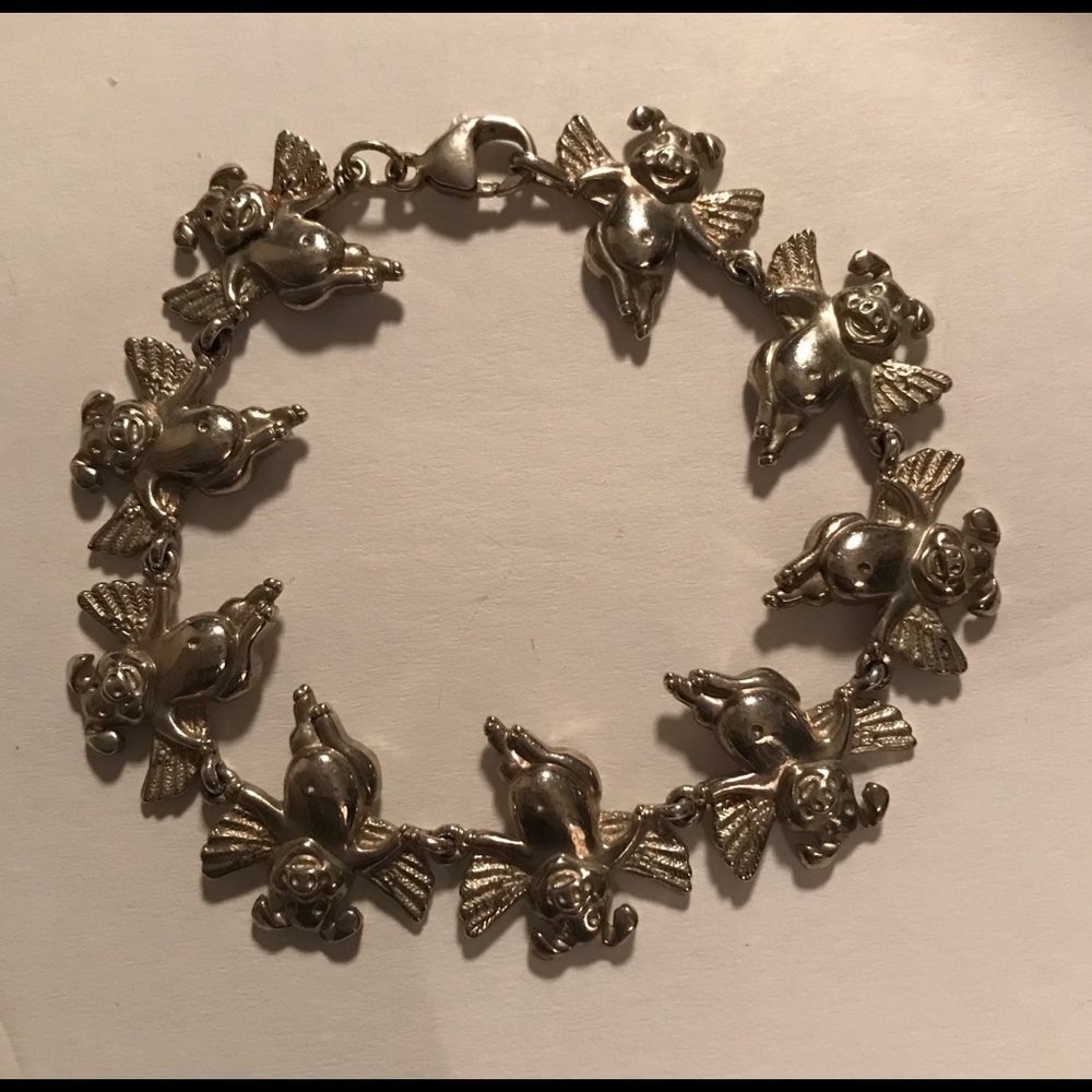 Pig , Piggy Link Bracelet If Pigs Could Fly